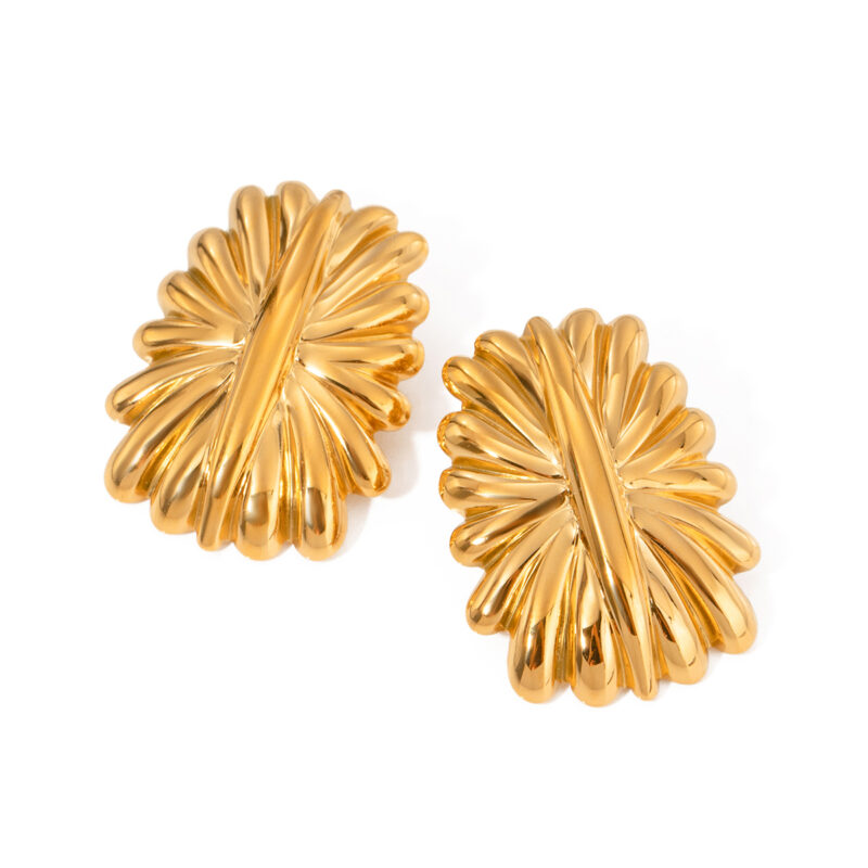 18K Gold Rectangle Firework Drop Earrings