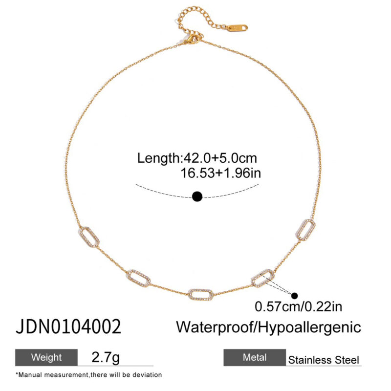Oval Crystal Pendant Necklace Gold Plated - Image 5