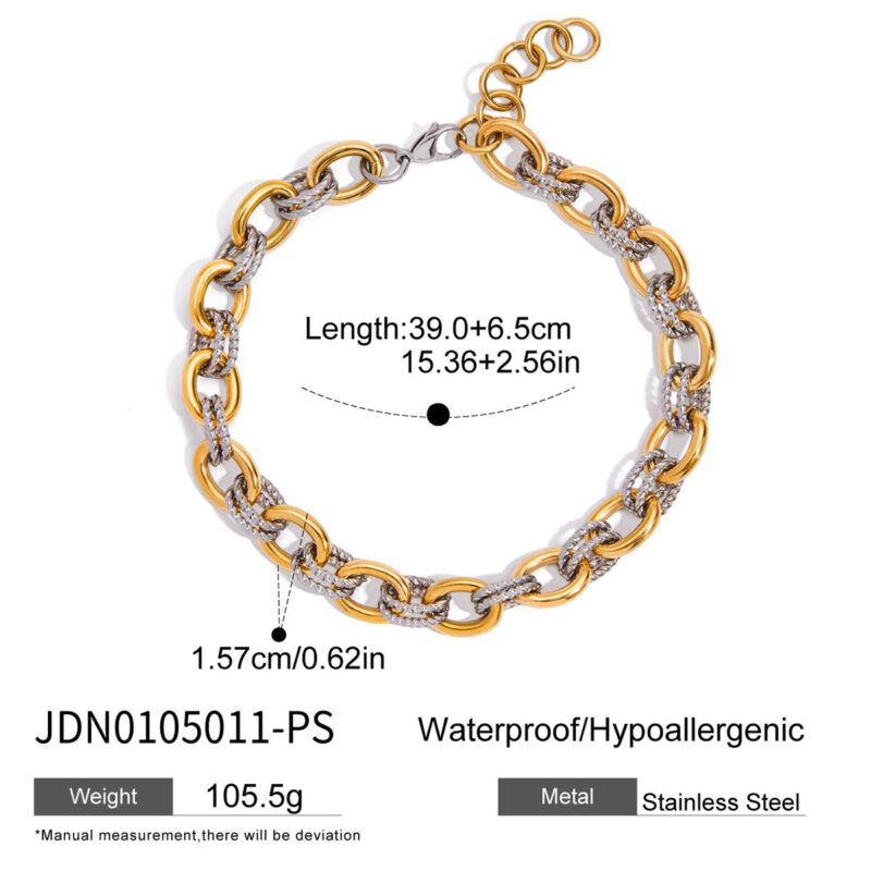 Gold Silver Oval Twisted Link Chain Necklace - Image 5