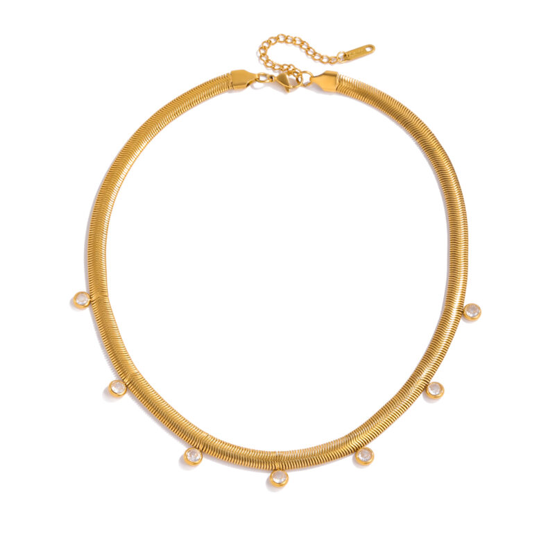 White Zircon Pendant Snake Chain Necklace