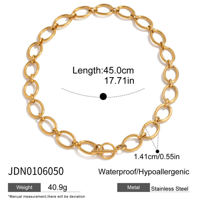 Chunky O Chain Necklace with Toggle Closure - Image 4