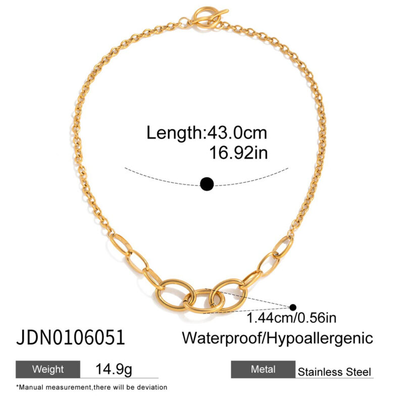 Minimalist O Chain Necklace with Toggle Clasp - Image 4