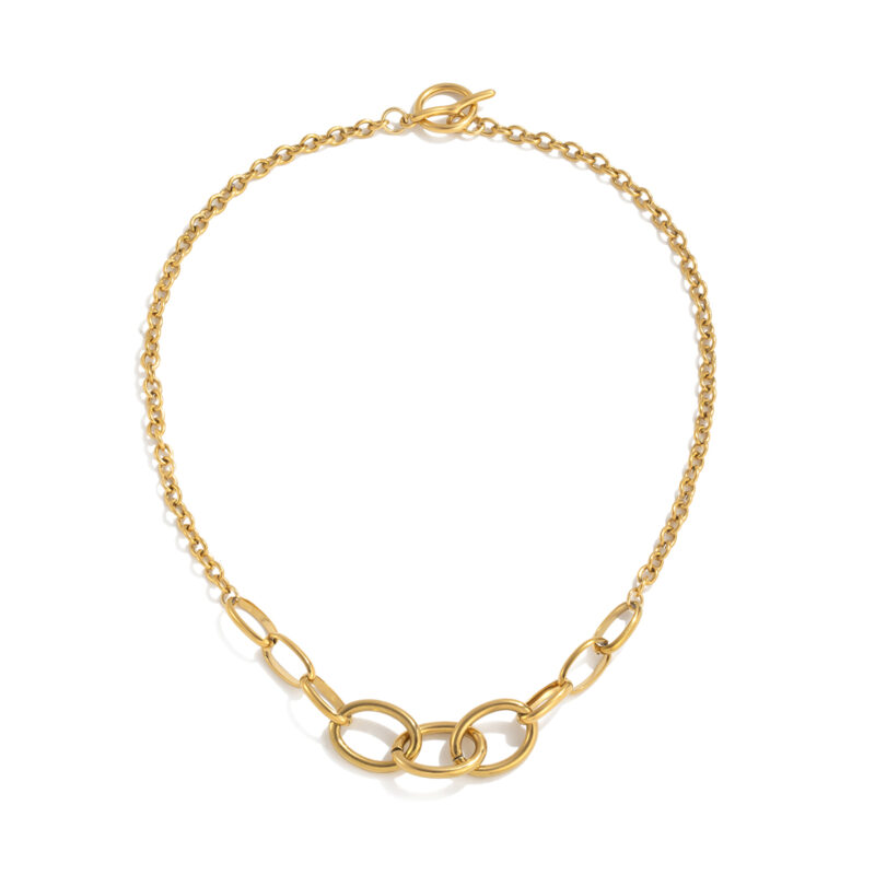 Minimalist O Chain Necklace with Toggle Clasp