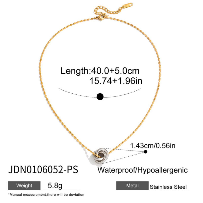 Two Tone Twisted Link Chain Pendant Necklace - Image 5