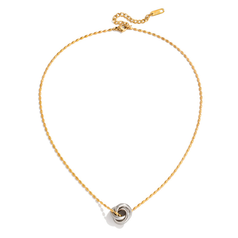 Two Tone Twisted Link Chain Pendant Necklace