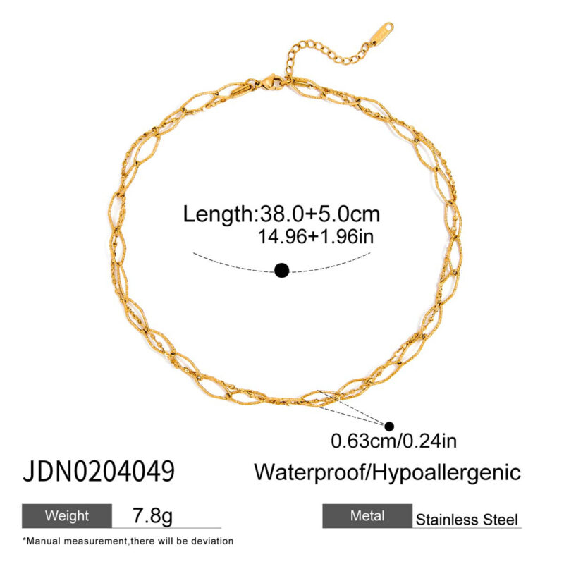 Hammered Geometric Cutout Necklace Gold Plated - Image 5