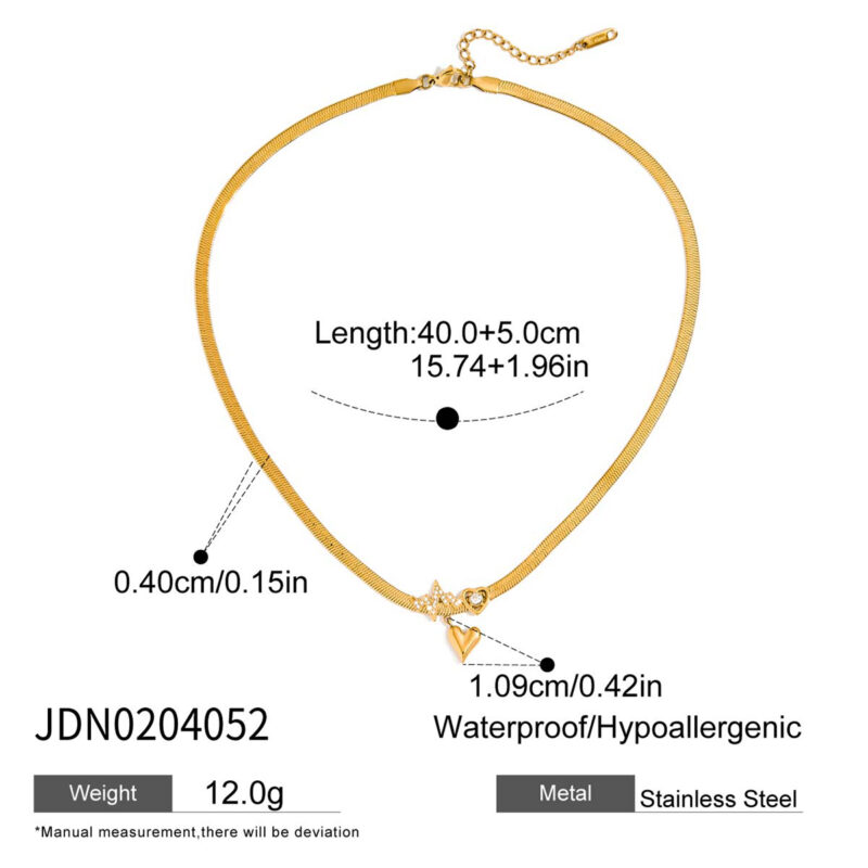 CZ & Crystal Heart & ECG Pendant Necklace 18K Gold - Image 5