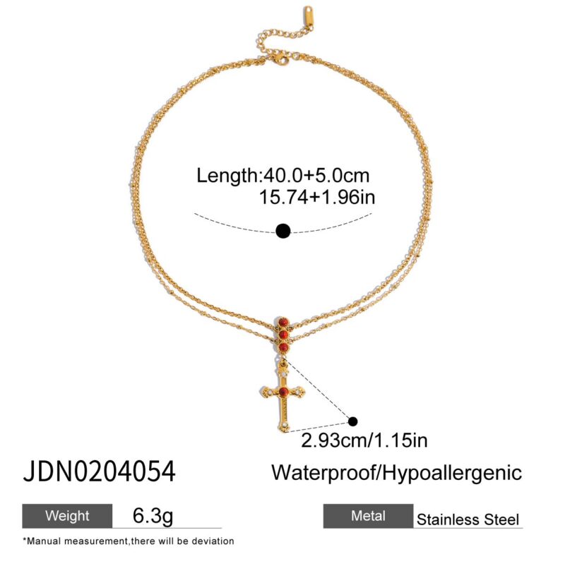 Turquoise Cross Pendant Necklace Gold Plated - Image 4
