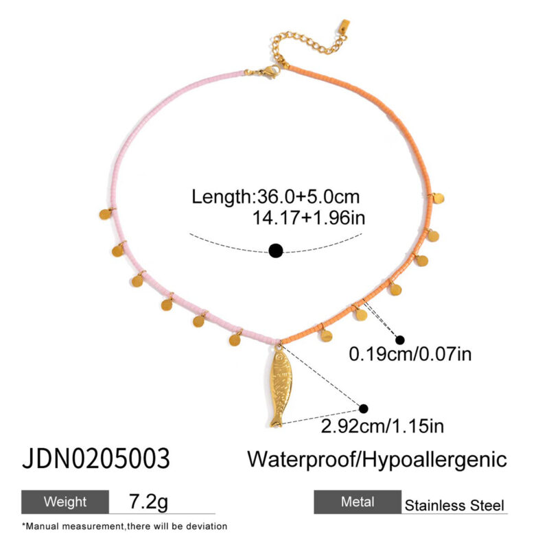 Fish Pendant Beaded Necklace Colorful Style - Image 5