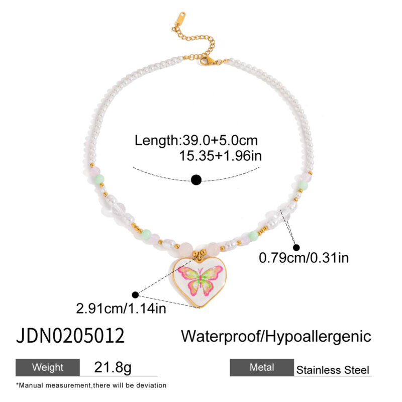 Pastel Gem Pearl Necklace Multicolor Design - Image 5