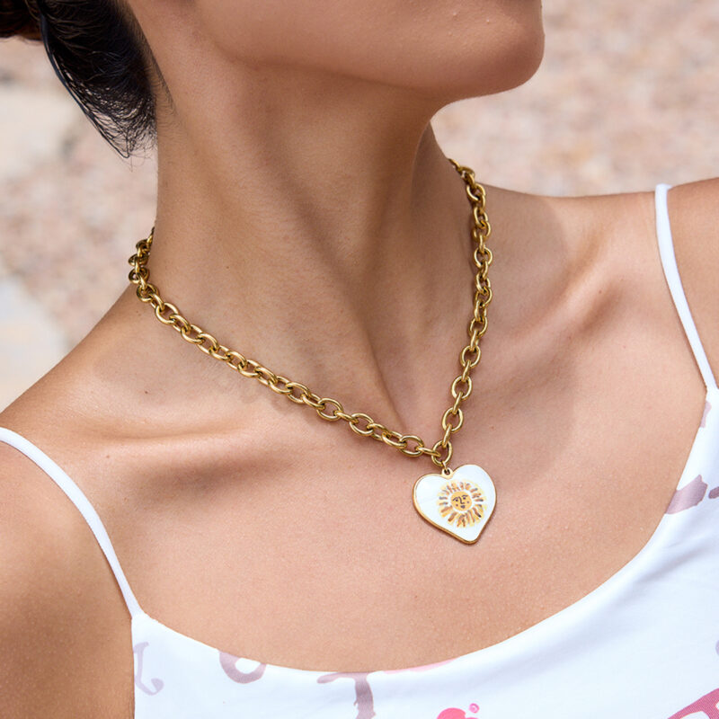 18K Gold Star Moon Pendant Necklace with CZ - Image 3