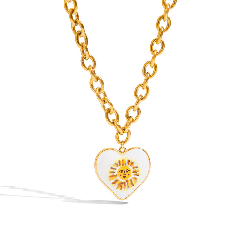 18K Gold Star Moon Pendant Necklace with CZ - Image 4