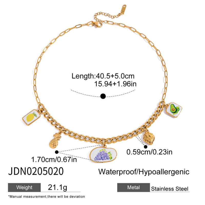 Fruit Charm Pendant Necklace with Enamel Accents - Image 5