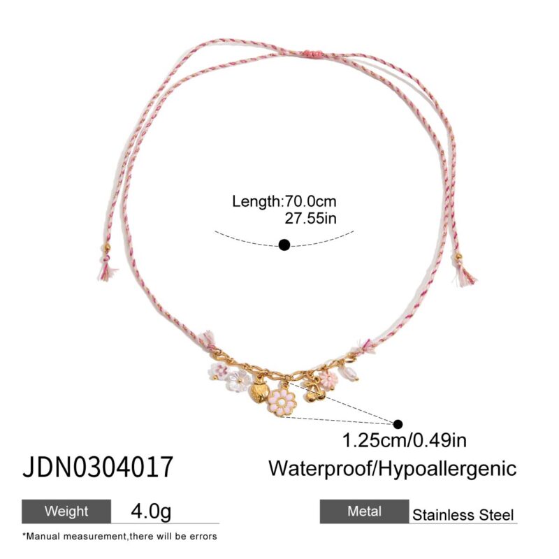 Pink Fruit and Flowers Pearl Pendant Necklace - Image 5