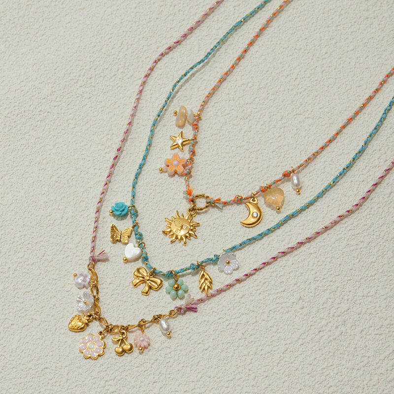 Zircon Moon Star Heart Charm Necklace - Image 5