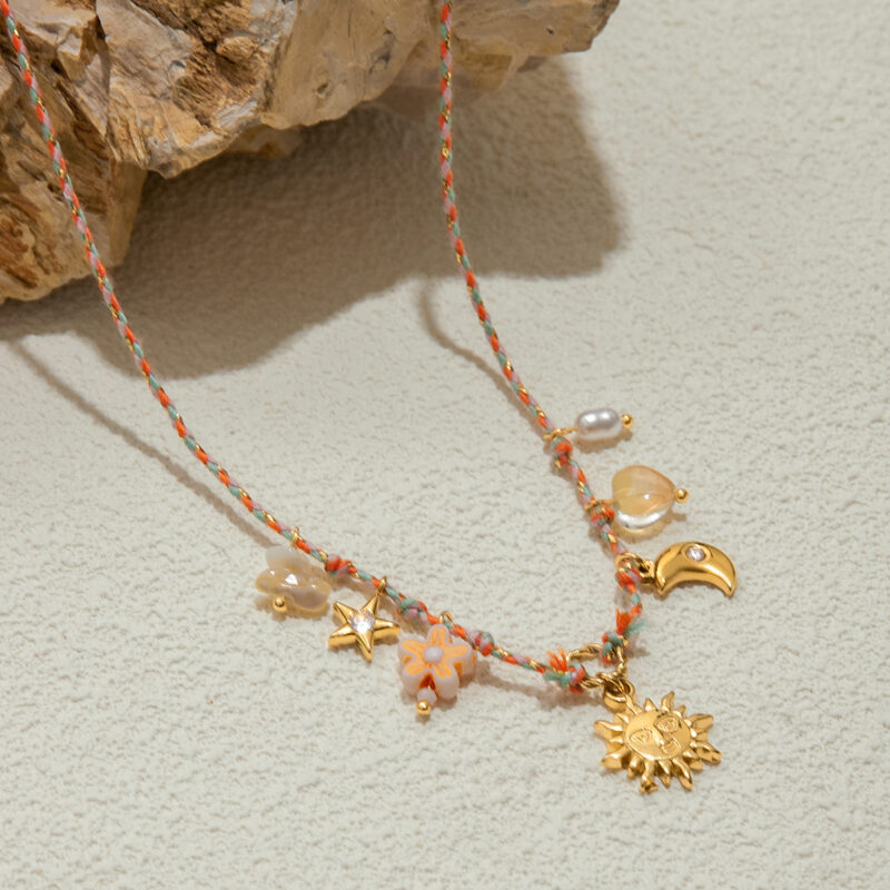 Zircon Moon Star Heart Charm Necklace - Image 4