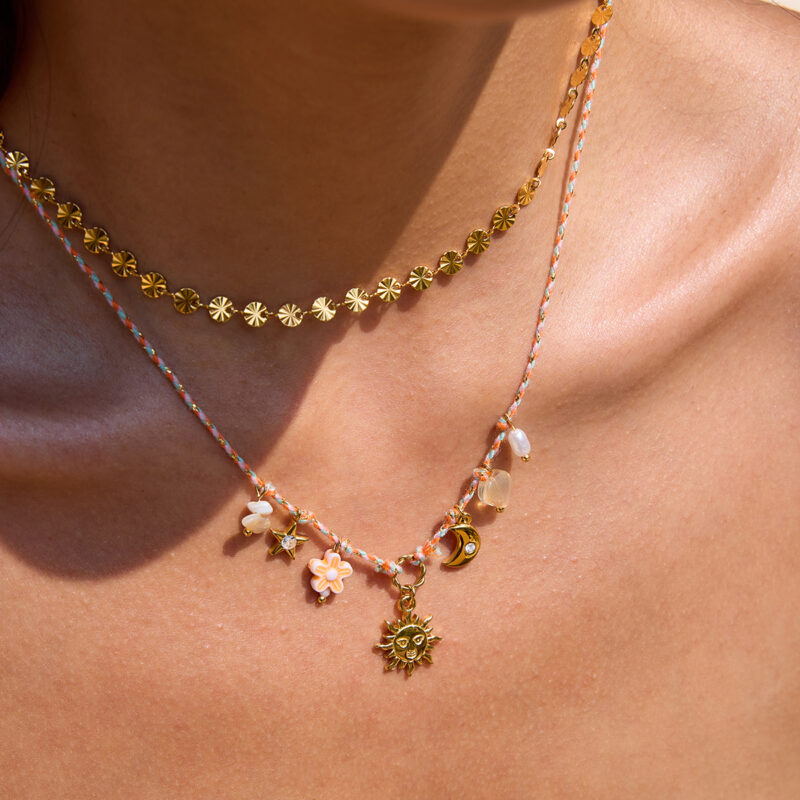 Zircon Moon Star Heart Charm Necklace - Image 2