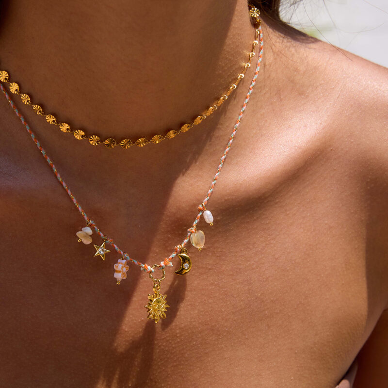 Zircon Moon Star Heart Charm Necklace - Image 3