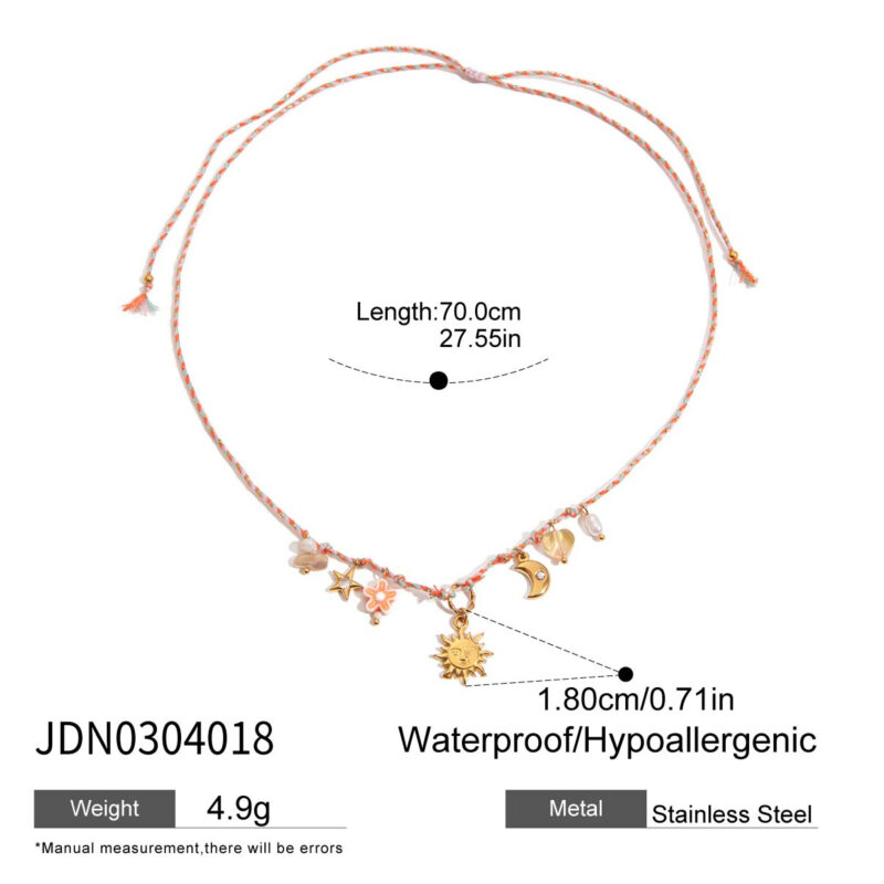 Zircon Moon Star Heart Charm Necklace - Image 6