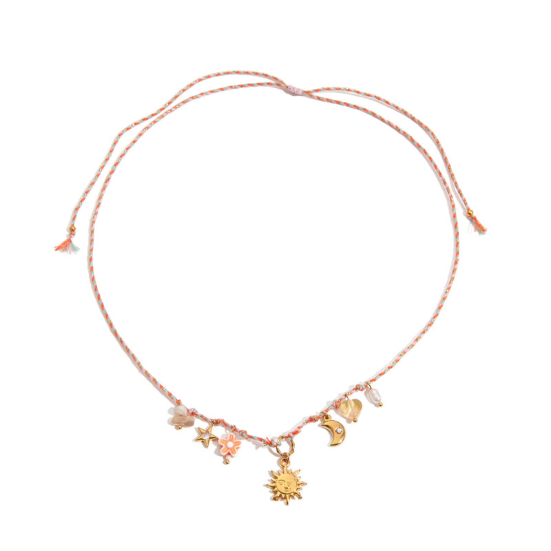 Zircon Moon Star Heart Charm Necklace