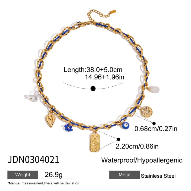 Crystal Evil Eye and Stone Pendant Necklace - Image 5