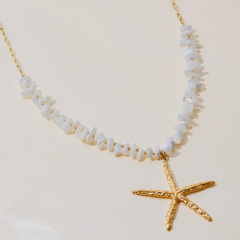 Hammered Starfish Natural Stone Necklace - Image 4