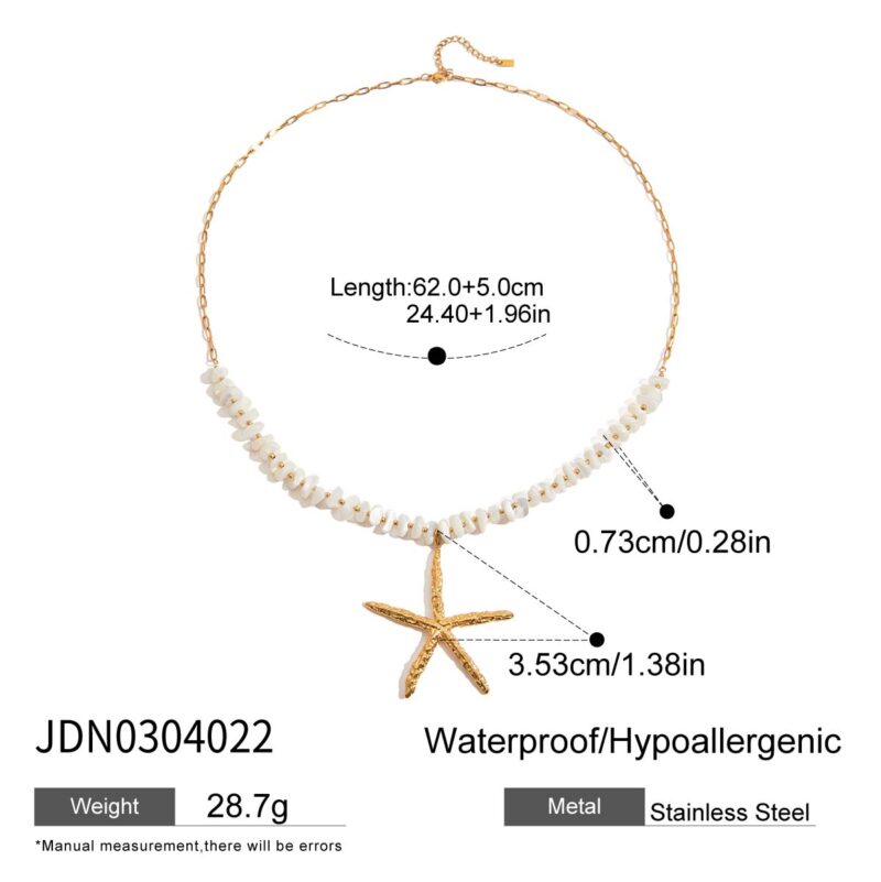 Hammered Starfish Natural Stone Necklace - Image 5