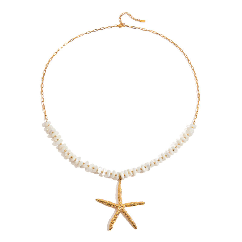 Hammered Starfish Natural Stone Necklace