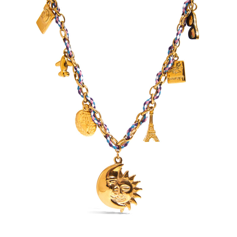 Camera Eiffel Globe Smile Travel Pendant Necklace - Image 2