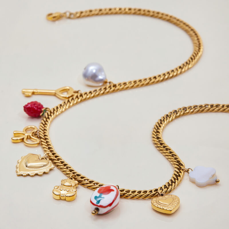 Ceramic Pearl Shell Charm Necklace - Image 2