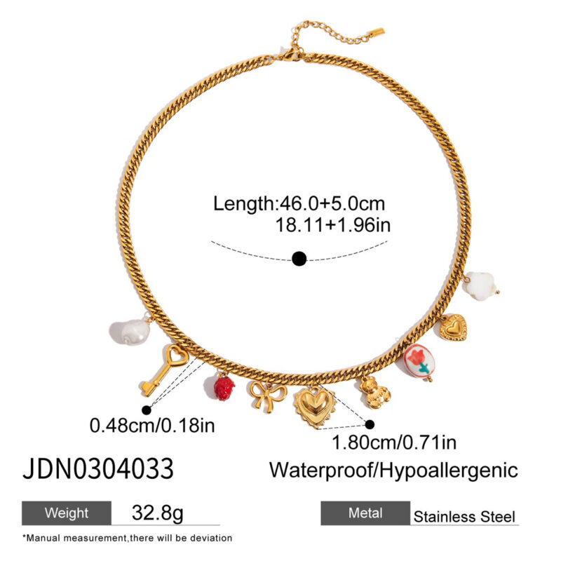 Ceramic Pearl Shell Charm Necklace - Image 4