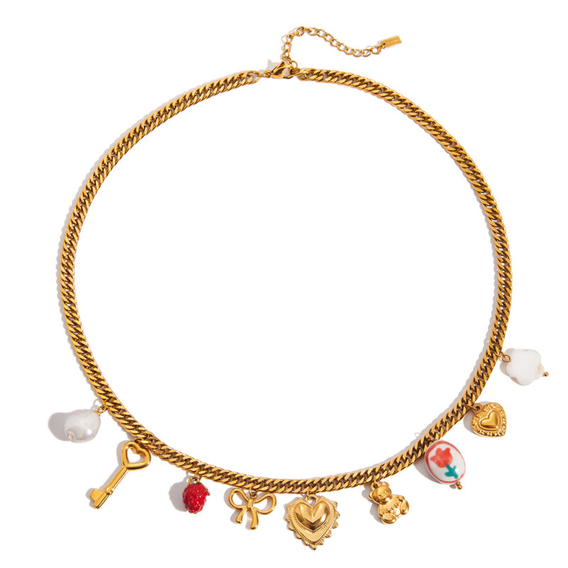 Ceramic Pearl Shell Charm Necklace