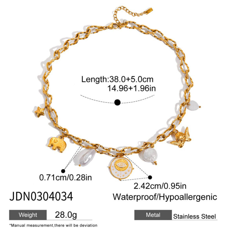 Pearl Angel Star Eye Shell Pendant Necklace - Image 7