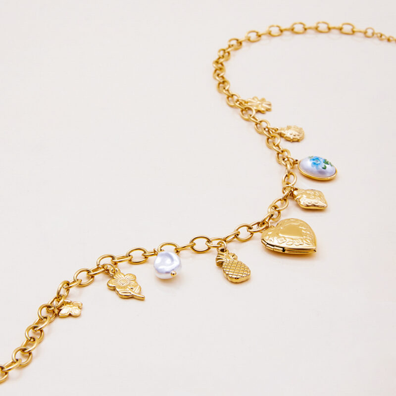 Butterfly Flower Pineapple Pendant Necklace - Image 3
