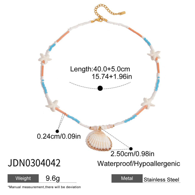 Natural Stone Shell Starfish Bead Necklace - Image 4