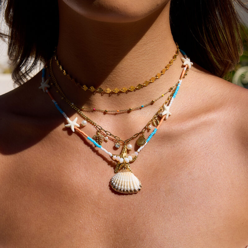 Natural Stone Shell Starfish Bead Necklace - Image 2