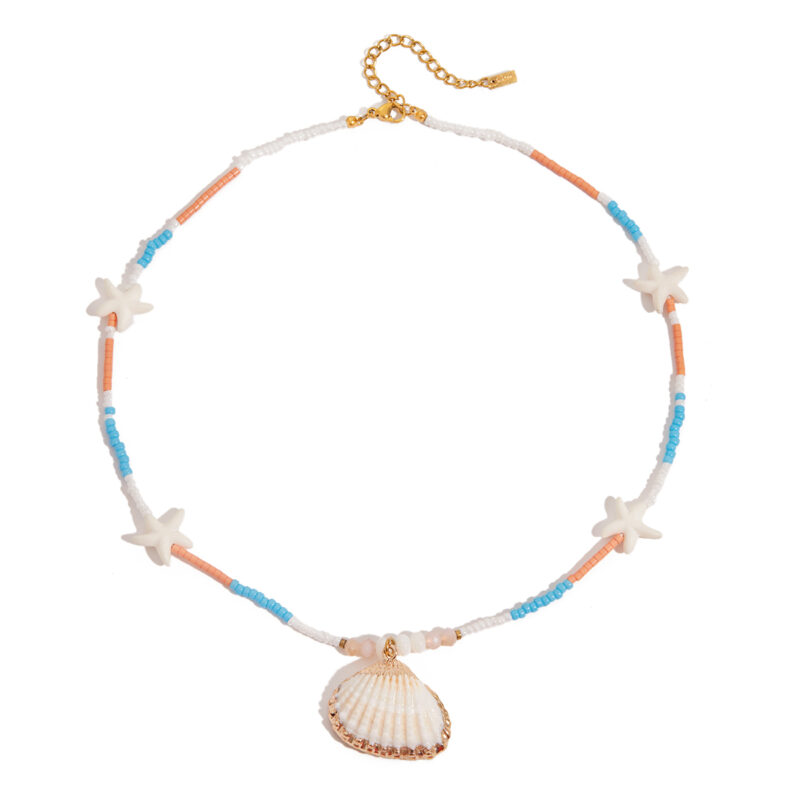 Natural Stone Shell Starfish Bead Necklace