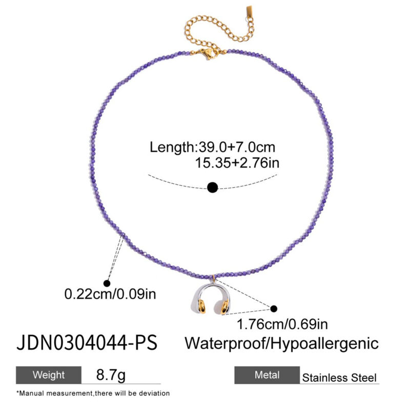Two Tone Purple Zircon Bead Necklace - Image 4