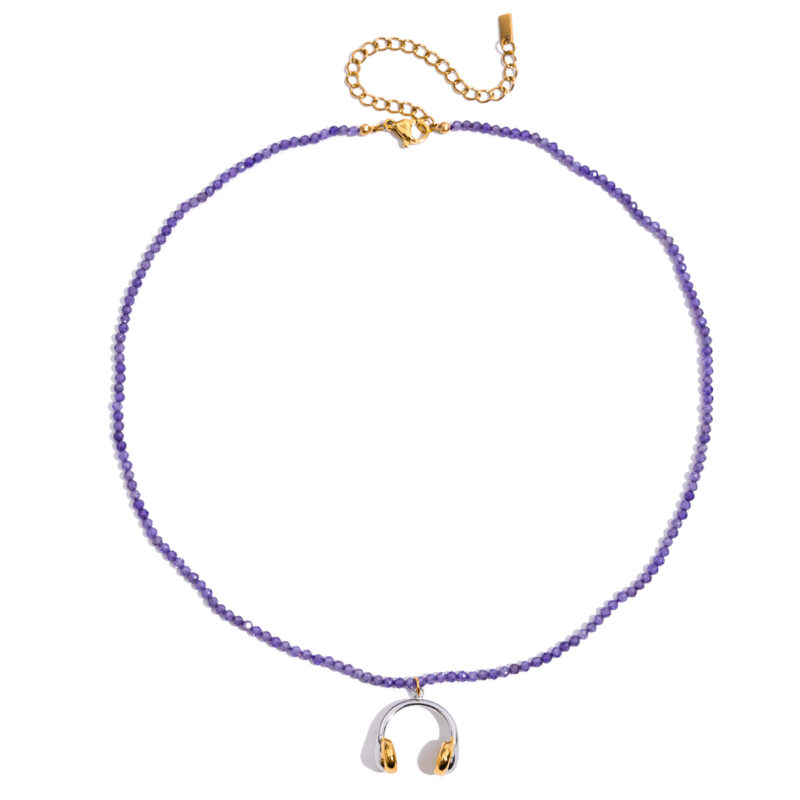 Two Tone Purple Zircon Bead Necklace