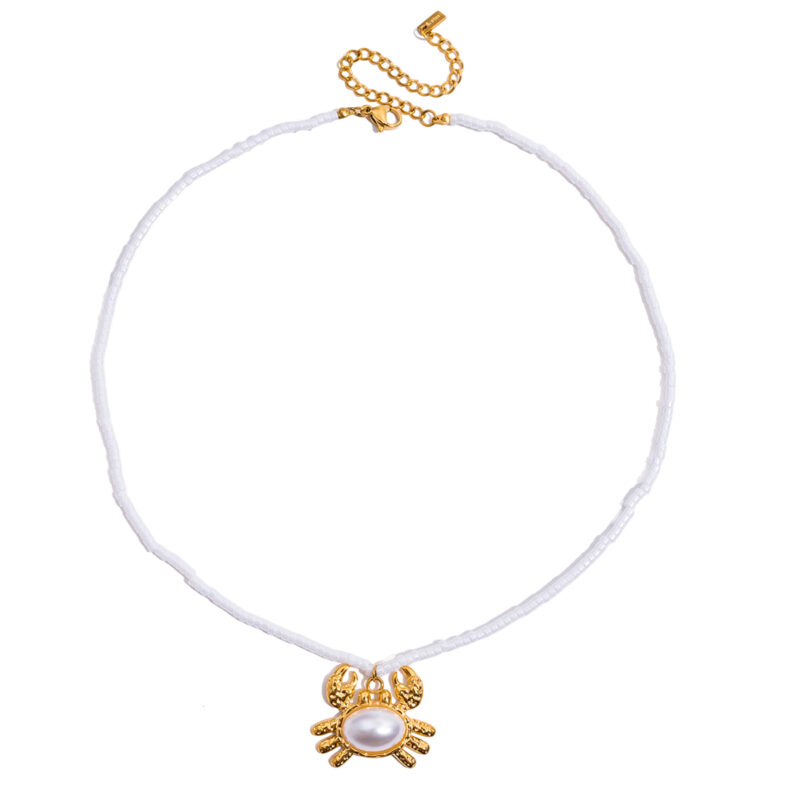 Bread Bead Crab Pendant Necklace
