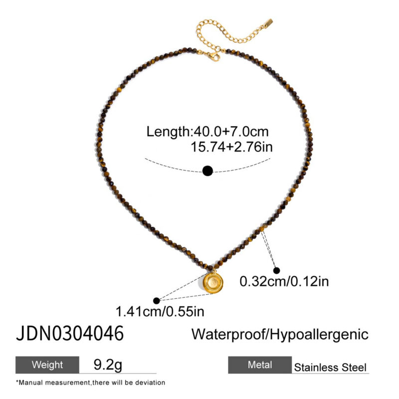 Tiger Eye Stone Ocean Coffee Cup Necklace - Image 4