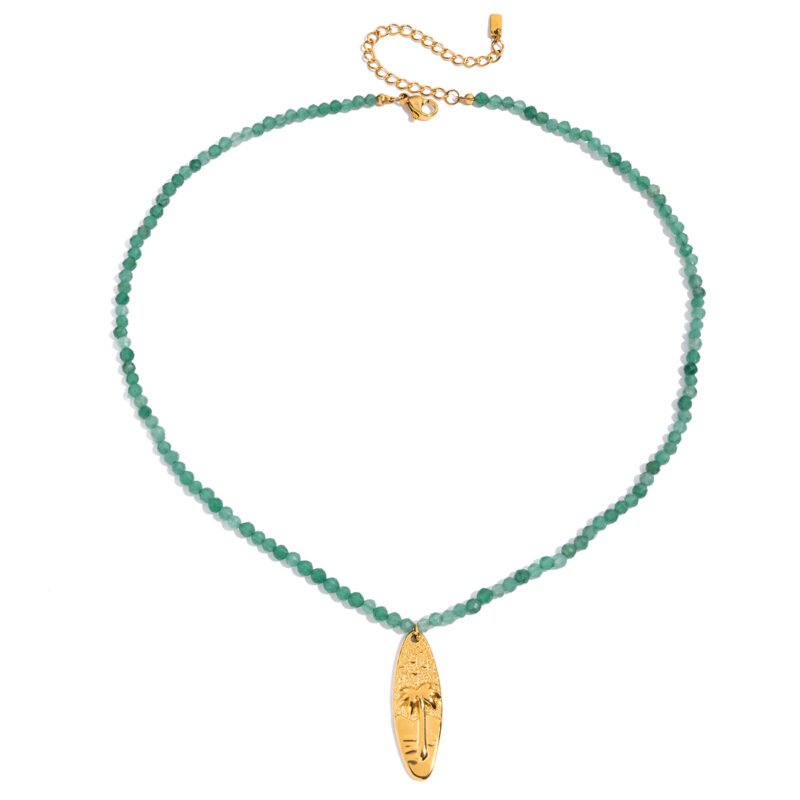 Green Stone Coconut Tree Bead Necklace