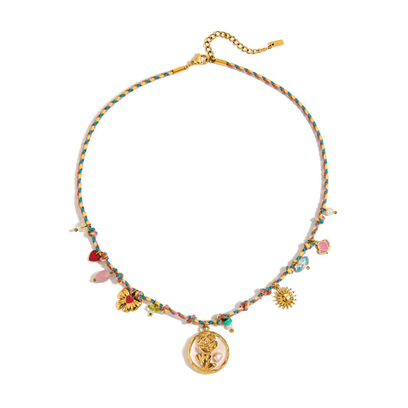 Pink Rose Pearl Charm Pendant Necklace