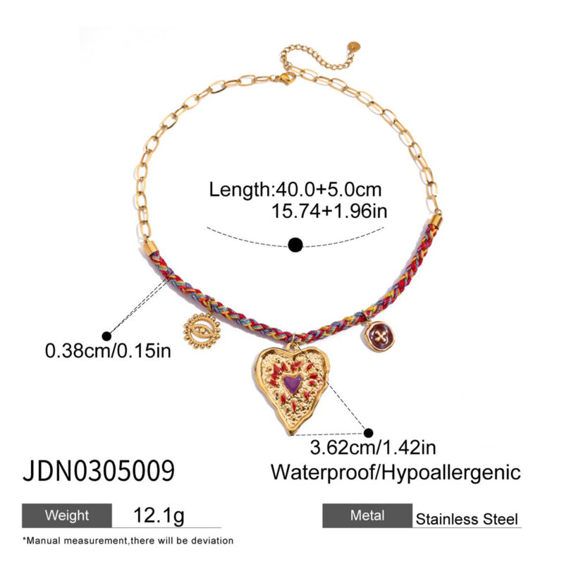 Evil Eye Red Flower Rope Necklace - Image 6