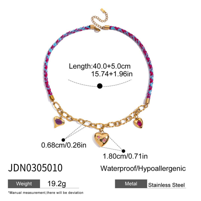 Romantic Heart Rope Necklace - Image 5