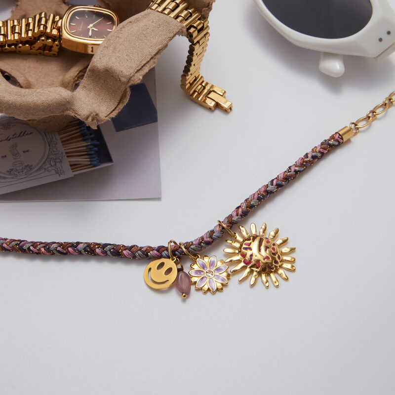 Purple Charm Beaded Necklace - Image 4