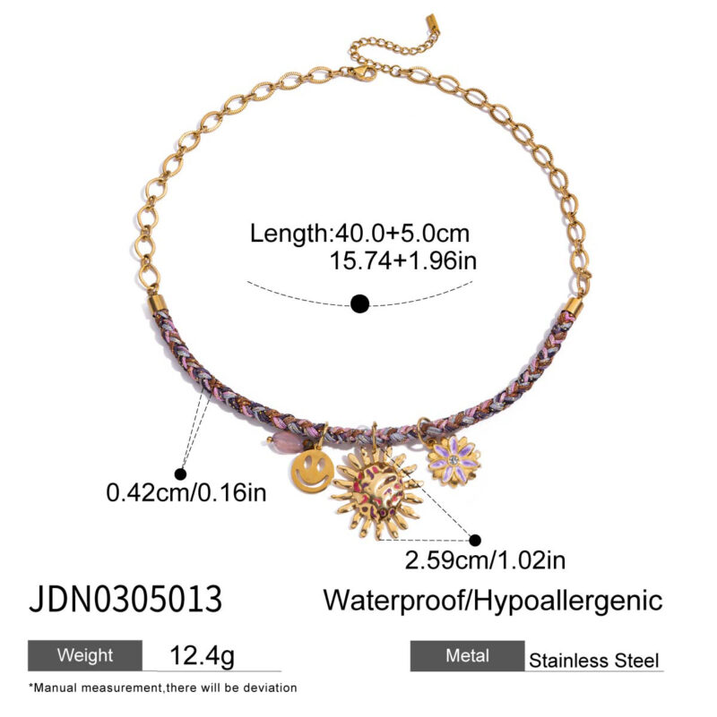 Purple Charm Beaded Necklace - Image 5