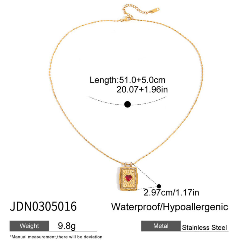 Red Heart Zircon Tarot Pendant Necklace - Image 5