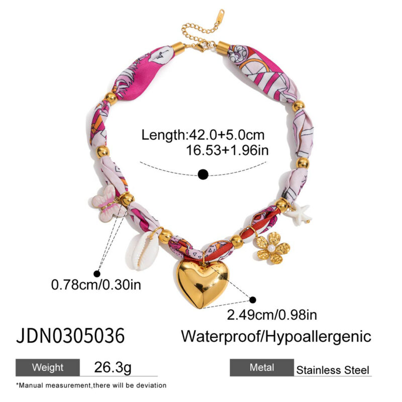 Pink Butterfly Pearl Shell Scarf Necklace - Image 5