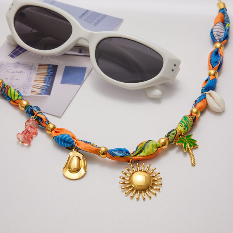 Tropical Natural Stone Shell Scarf Necklace - Image 4